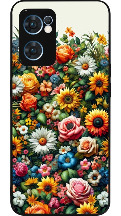 OPPO Reno7 5G Case Hülle - Silikon schwarz Sommer Blumenmuster