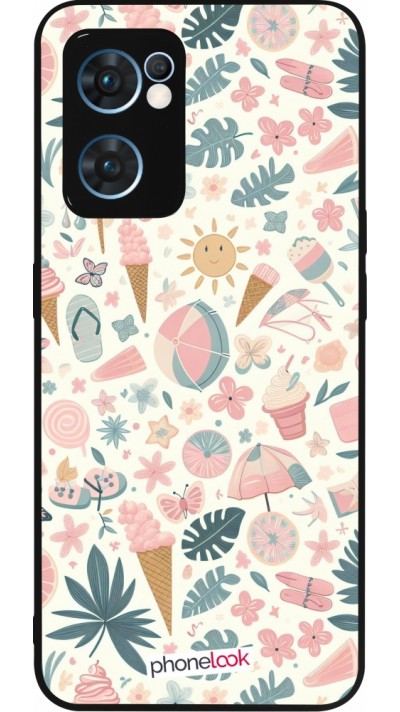 OPPO Reno7 5G Case Hülle - Silikon schwarz Sommer Pink Muster