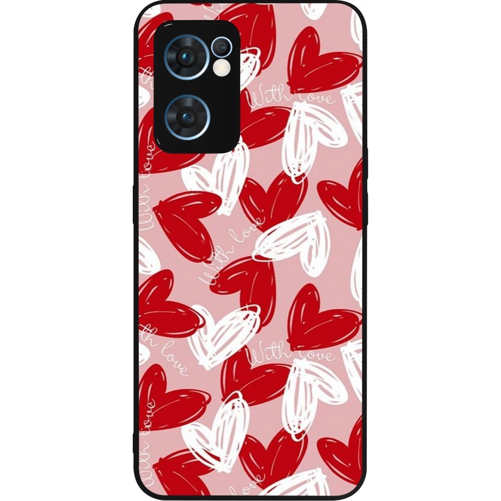 OPPO Reno7 5G Case Hülle - Silikon schwarz Valentine 2024 with love heart