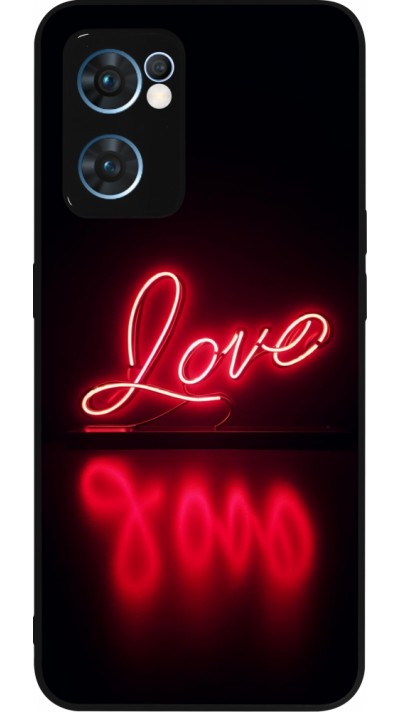 OPPO Reno7 5G Case Hülle - Silikon schwarz Valentine 2025 Neon Liebe