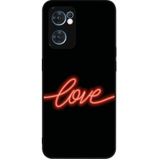 OPPO Reno7 5G Case Hülle - Silikon schwarz Valentine 2023 neon love