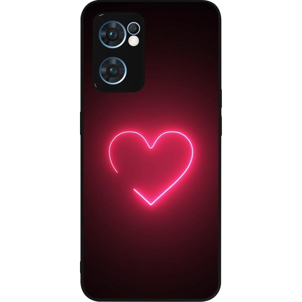 OPPO Reno7 5G Case Hülle - Silikon schwarz Valentine 2023 single neon heart