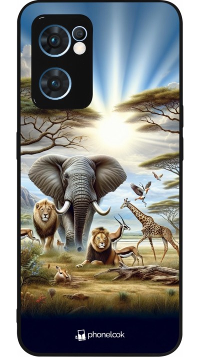 OPPO Reno7 5G Case Hülle - Silikon schwarz Afrikanisches Wildleben