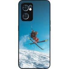 OPPO Reno7 5G Case Hülle - Silikon schwarz Winter 22 Ski Jump
