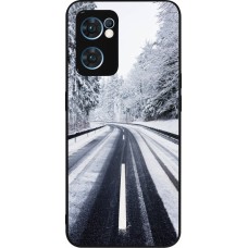 OPPO Reno7 5G Case Hülle - Silikon schwarz Winter 22 Snowy Road