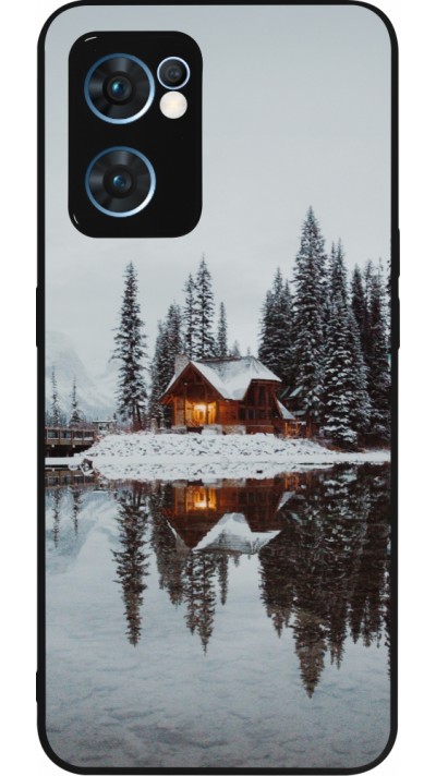 OPPO Reno7 5G Case Hülle - Silikon schwarz Winter 25 Winter house forest afternoon