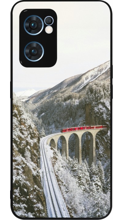 OPPO Reno7 5G Case Hülle - Silikon schwarz Winter 25 Winter polar express