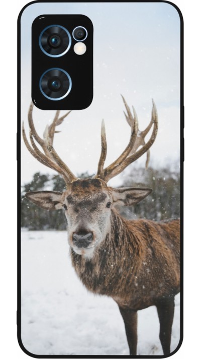 OPPO Reno7 5G Case Hülle - Silikon schwarz Winter 25 Winter reindeer