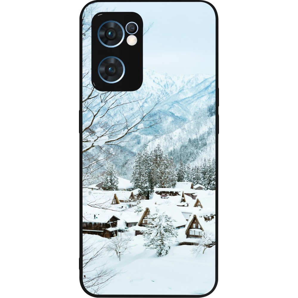 OPPO Reno7 5G Case Hülle - Silikon schwarz Winter 25 Winter snowy landscape
