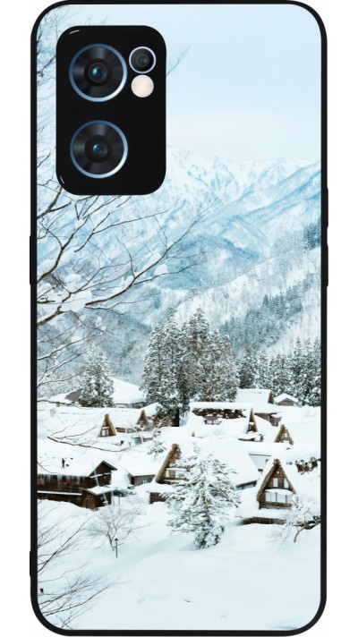 OPPO Reno7 5G Case Hülle - Silikon schwarz Winter 25 Winter snowy landscape