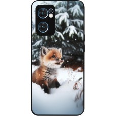 OPPO Reno7 5G Case Hülle - Silikon schwarz Weihnachten 2023 Fuechslein Tanne