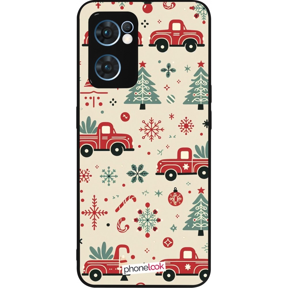 OPPO Reno7 5G Case Hülle - Silikon schwarz Weihnachten 2024 Lkw Tanne