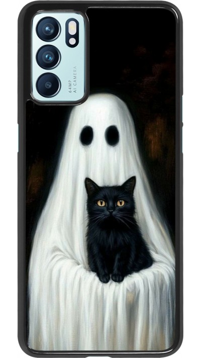 OPPO Reno6 5G Case Hülle - Halloween 2025 Ghost with black cat OPPO Reno6 5G Case Hülle - Halloween 2025 Ghost with black cat