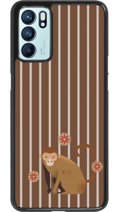 OPPO Reno6 5G Case Hülle - Monkey with stripes