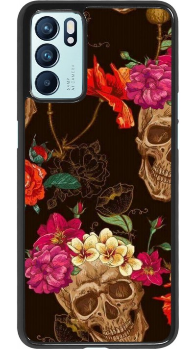 Hülle Oppo Reno6 5G - Skulls and flowers Hülle Oppo Reno6 5G - Skulls and flowers