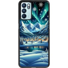 OPPO Reno6 5G Case Hülle - Verschneites Bergdorf am See in der Nacht