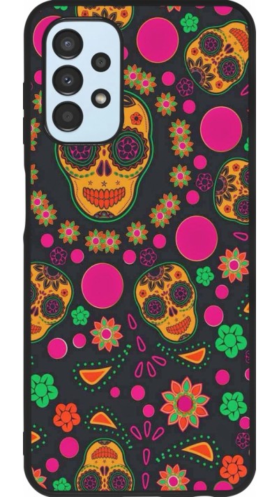 Samsung Galaxy A13 Case Hülle - Silikon schwarz Halloween 22 colorful mexican skulls