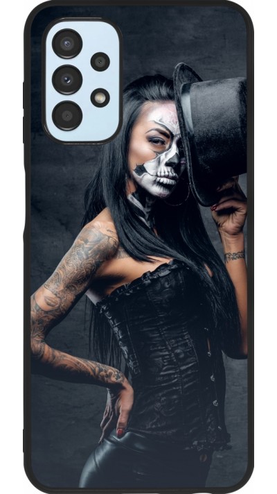 Samsung Galaxy A13 Case Hülle - Silikon schwarz Halloween 22 Tattooed Girl