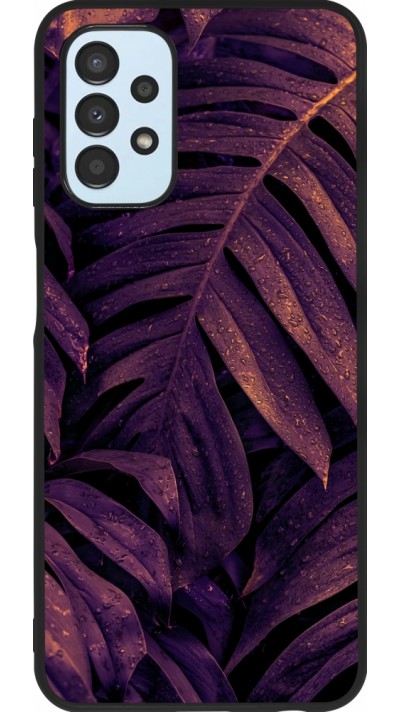 Samsung Galaxy A13 Case Hülle - Silikon schwarz Purple Light Leaves