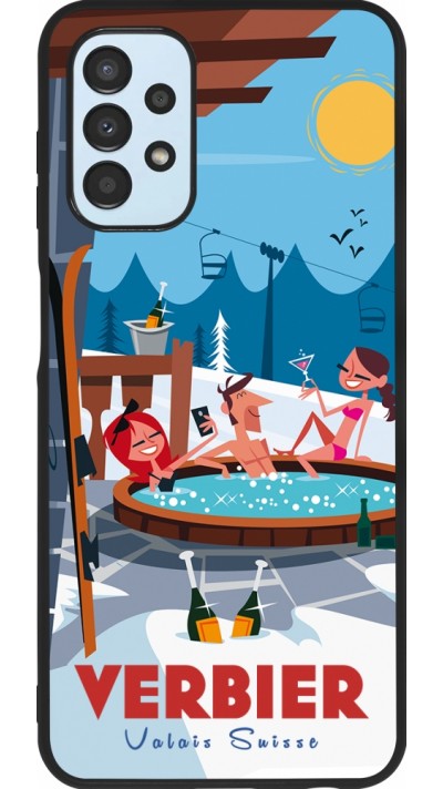 Coque Samsung Galaxy A13 5G - Silicone rigide noir Verbier Mountain Jacuzzi