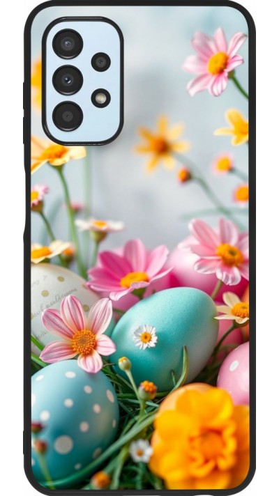 Samsung Galaxy A13 5G Case Hülle - Silikon schwarz Easter 2026 Eggs with flowers