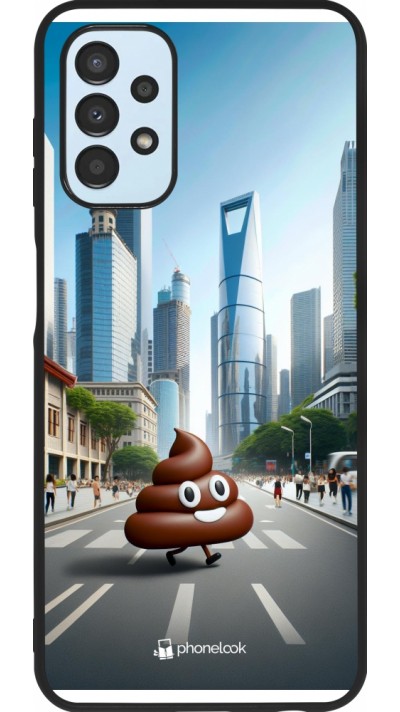 Coque Samsung Galaxy A13 5G - Silicone rigide noir Emoji Caca walk