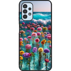 Samsung Galaxy A13 5G Case Hülle - Silikon schwarz Blumenmeer Wellen