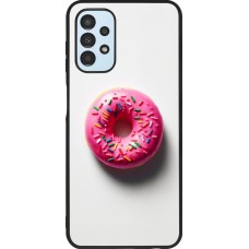Samsung Galaxy A13 5G Case Hülle - Silikon schwarz Weisser Hintergrund, pinker Donut