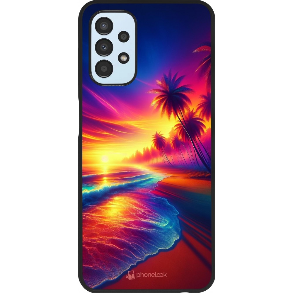 Samsung Galaxy A13 5G Case Hülle - Silikon schwarz Strand Sonnenuntergang auffällig