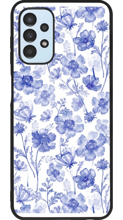 Samsung Galaxy A13 5G Case Hülle - Silikon schwarz Spring 23 watercolor blue flowers