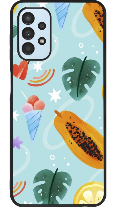 Samsung Galaxy A13 5G Case Hülle - Silikon schwarz Summer 2025 Pattern papaya