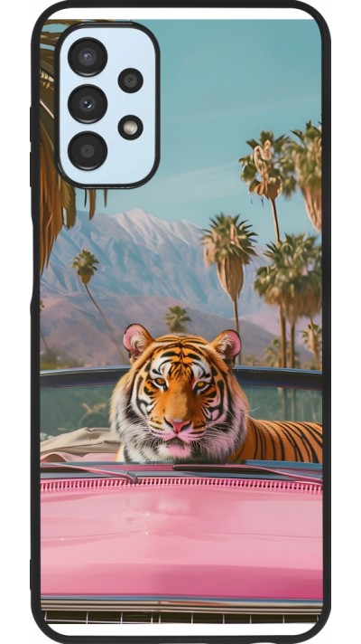 Samsung Galaxy A13 5G Case Hülle - Silikon schwarz Tiger Auto rosa