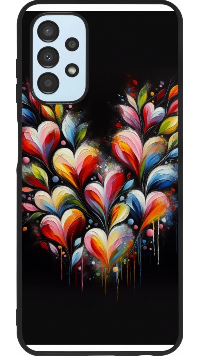 Coque Samsung Galaxy A13 5G - Silicone rigide noir Valentine 2024 Coeur Noir Abstrait