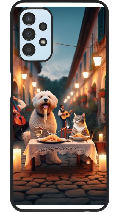 Samsung Galaxy A13 5G Case Hülle - Silikon schwarz Valentin 2024 Hund & Katze Kerzenlicht