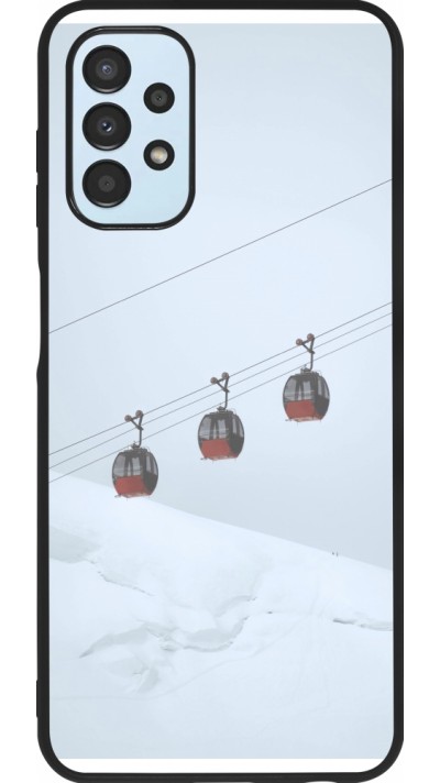 Coque Samsung Galaxy A13 5G - Silicone rigide noir Winter 22 ski lift