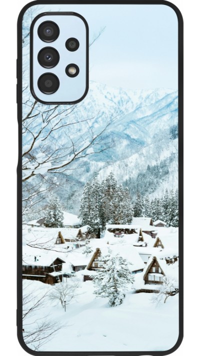 Samsung Galaxy A13 5G Case Hülle - Silikon schwarz Winter 25 Winter snowy landscape