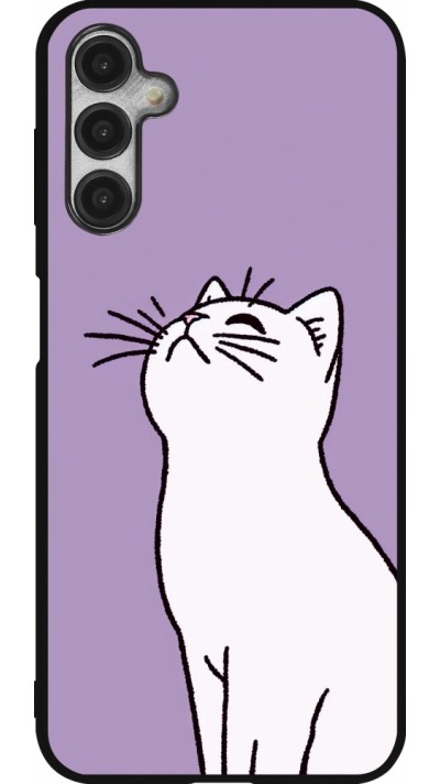 Samsung Galaxy A14 5G Case Hülle - Silikon schwarz Chat auf lila Hintergrund