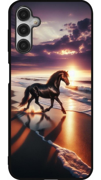 Samsung Galaxy A14 5G Case Hülle - Silikon schwarz Pferd majestätisch Strand