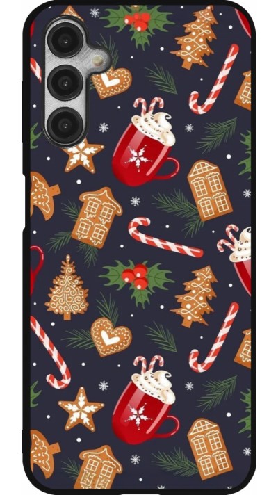 Samsung Galaxy A14 5G Case Hülle - Silikon schwarz Christmas 25 Pattern Gingerbread House