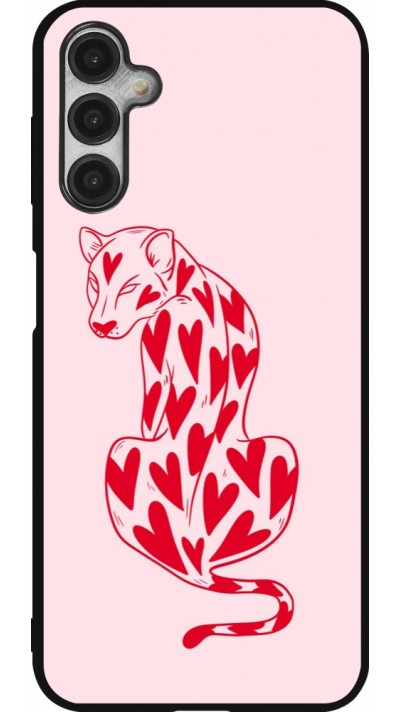 Samsung Galaxy A14 5G Case Hülle - Silikon schwarz Leopard with hearts 2026