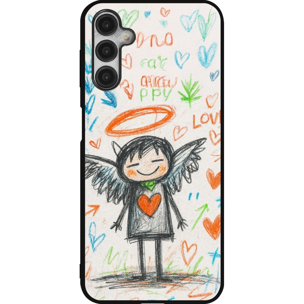 Samsung Galaxy A14 5G Case Hülle - Silikon schwarz Little Angel Sketch Love