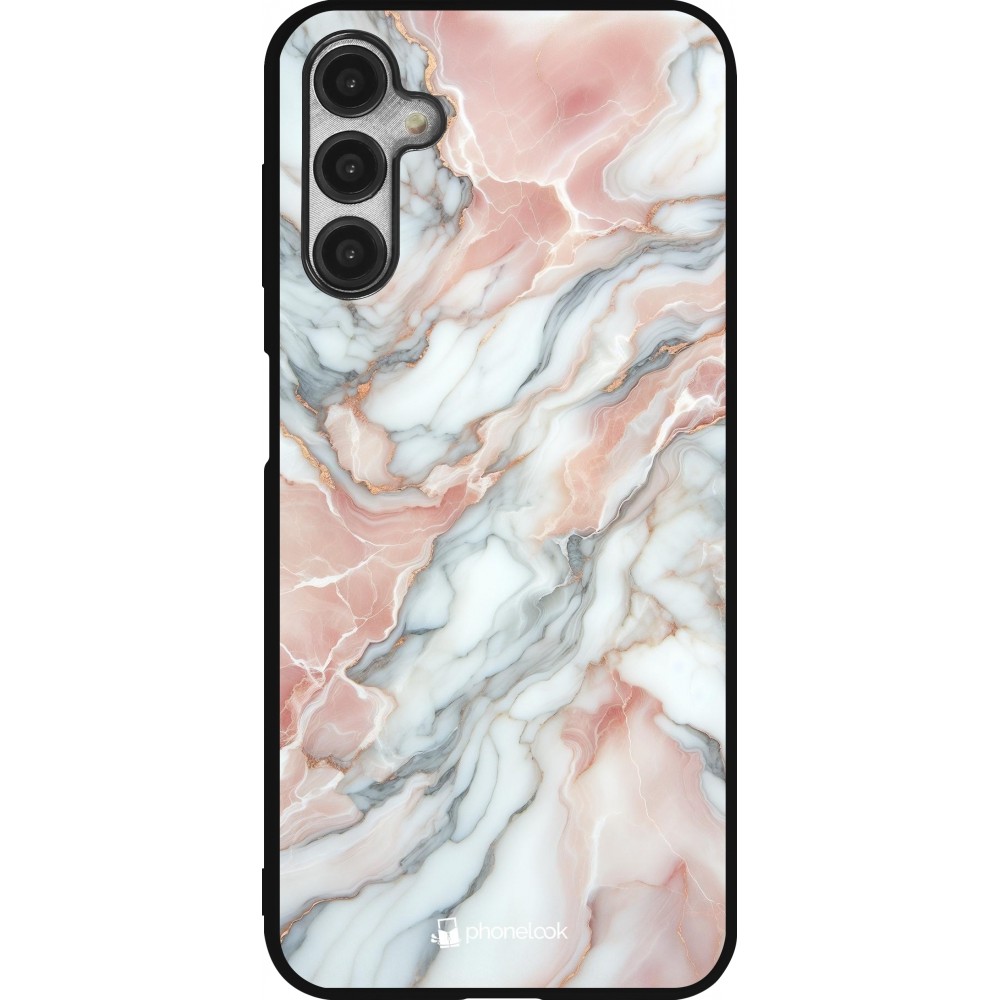 Samsung Galaxy A14 5G Case Hülle - Silikon schwarz Rosa Leuchtender Marmor