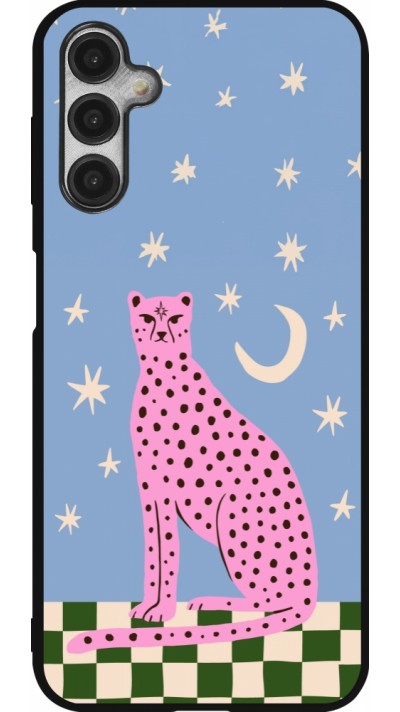 Samsung Galaxy A14 5G Case Hülle - Silikon schwarz Pink leopard with stars 2026