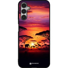 Samsung Galaxy A14 5G Case Hülle - Silikon schwarz Safari Sonnenuntergang Wildtiere