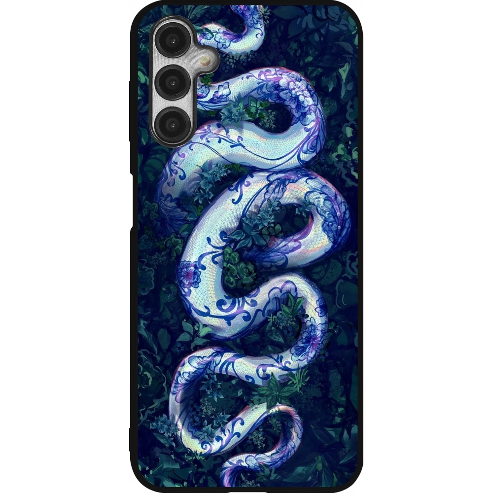 Samsung Galaxy A14 5G Case Hülle - Silikon schwarz Snake Blue Anaconda