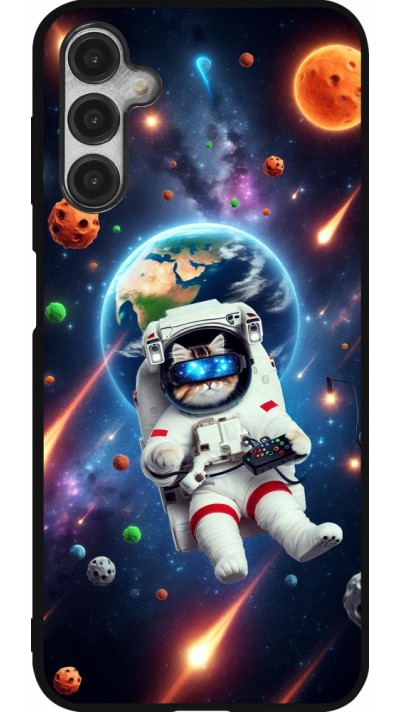 Samsung Galaxy A14 5G Case Hülle - Silikon schwarz VR SpaceCat Odyssee