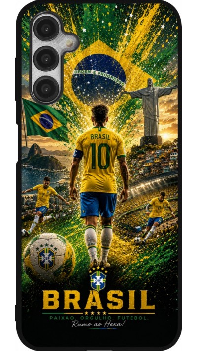Samsung Galaxy A14 5G Case Hülle - Silikon schwarz Fussball Brasilien splash 2026