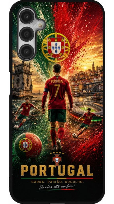 Samsung Galaxy A14 5G Case Hülle - Silikon schwarz Fussball Portugal splash 2026