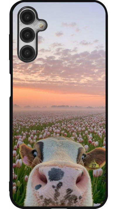 Samsung Galaxy A14 5G Case Hülle - Silikon schwarz Cow with tulips 2026