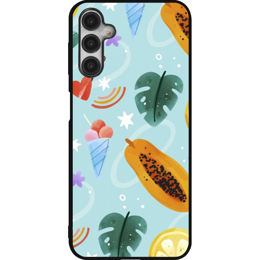 Samsung Galaxy A14 5G Case Hülle - Silikon schwarz Summer 2025 Pattern papaya